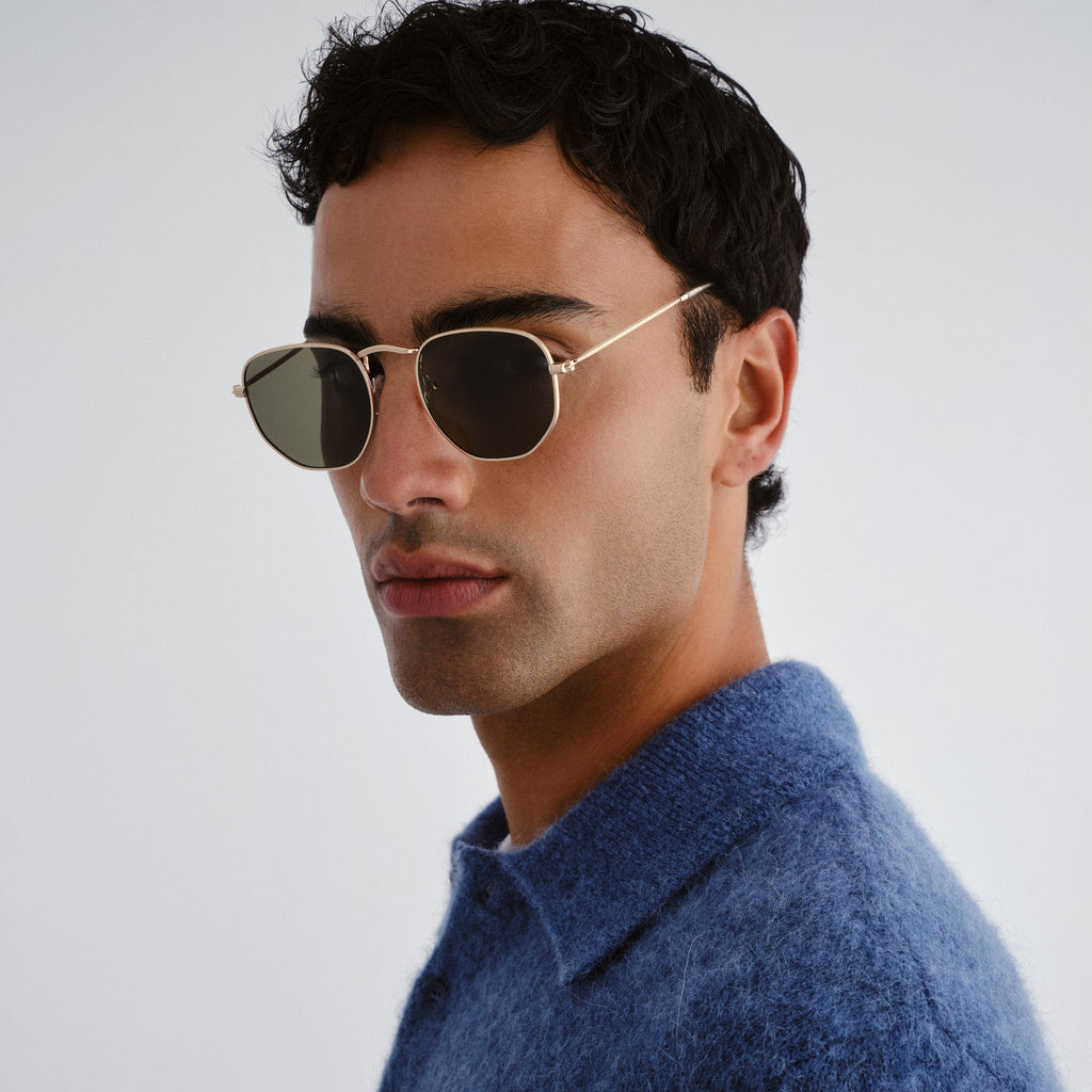 Solarized Hex Metal Gold Uni-Sex Square Sunglasses | Eyewear Index