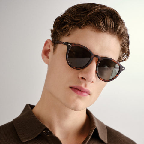 Le Specs Fire Starter Matte Tort Uni-Sex Round Sunglasses | Eyewear Index