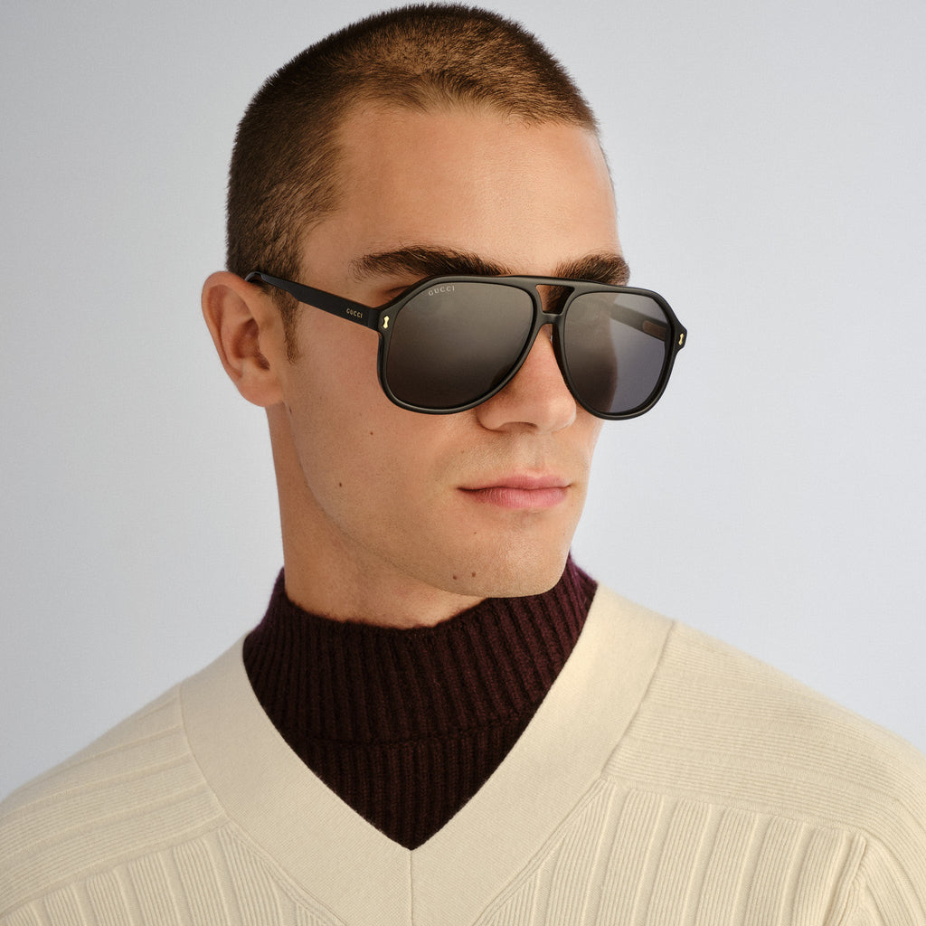 Gucci Gg1042s Black Male Aviator Sunglasses | Eyewear Index