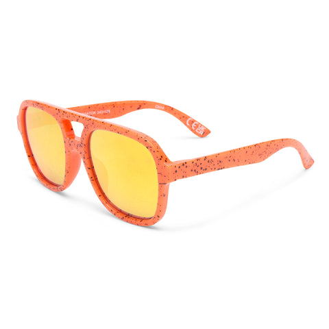 Solarized Kids Retro Aviator Orange Spatter Male Aviator Sunglasses | Eyewear Index