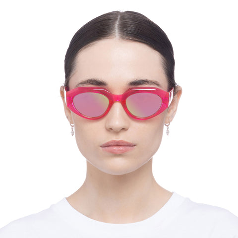 Aire Aphelion Neon Pink Female Oval Sunglasses | Eyewear Index