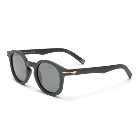 Le Specs Hoodwinked Matte Black Uni-Sex Round Sunglasses | Eyewear Index