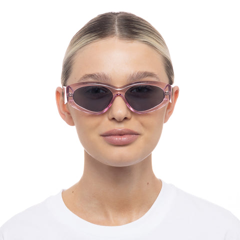 Le Specs Under Wraps Pink Female Wrap Sunglasses | Eyewear Index