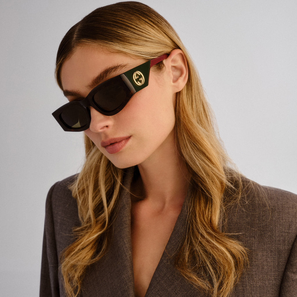 Gucci Gg1664s Havana Female Rectangle Sunglasses | Eyewear Index