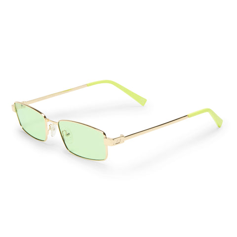 Le Specs Bizarro Edt Bright Gold Pine Lime Uni-Sex Rectangle Sunglasses | Eyewear Index