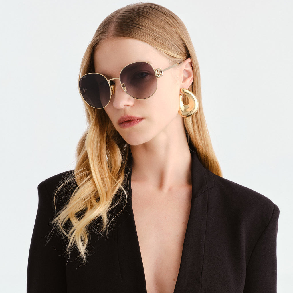 Gucci Gg2047s Gold Female Round Sunglasses | Eyewear Index