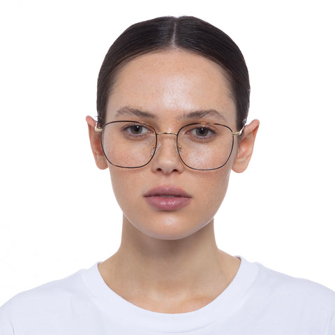 Le Specs Tempus Bright Gold Tort Uni-Sex Square Optical Frames | Eyewear Index