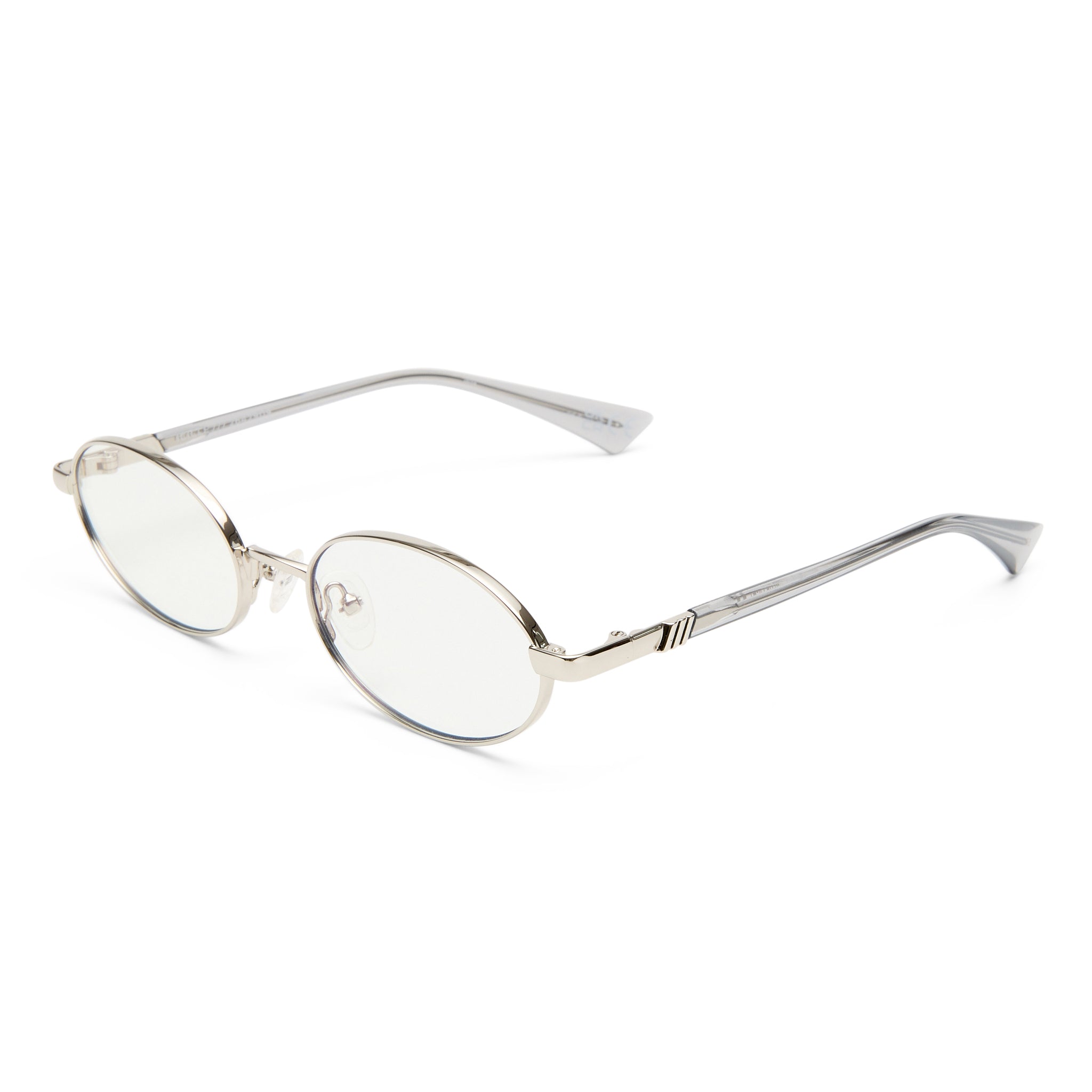 Le Specs Icicle Silver Uni-Sex Oval Blue Light | Eyewear Index