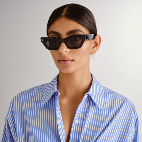 Solarized Slim Cat-Eye Black Female Cat-Eye Sunglasses | Eyewear Index