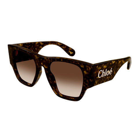 Chloe Ch0233s Havana Female Rectangle Sunglasses | Eyewear Index