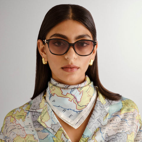 Oroton Alora Forest Marble Female D-Frame Sunglasses | Eyewear Index