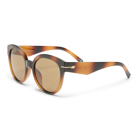 Le Specs Capacious Tort Female Round Sunglasses | Eyewear Index