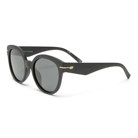 Le Specs Capacious Matte Black Female Round Sunglasses | Eyewear Index