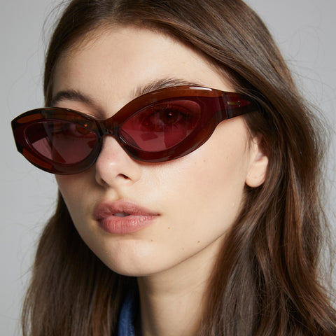 Karen Walker Hana Tobacco Female Wrap Sunglasses | Eyewear Index