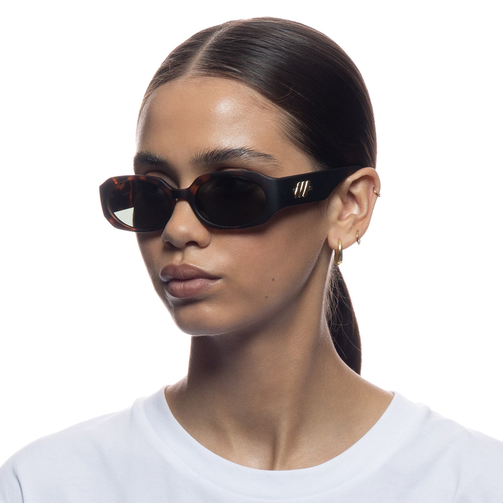 Le Specs Shebang Matte Tort Female Rectangle Sunglasses | Eyewear Index