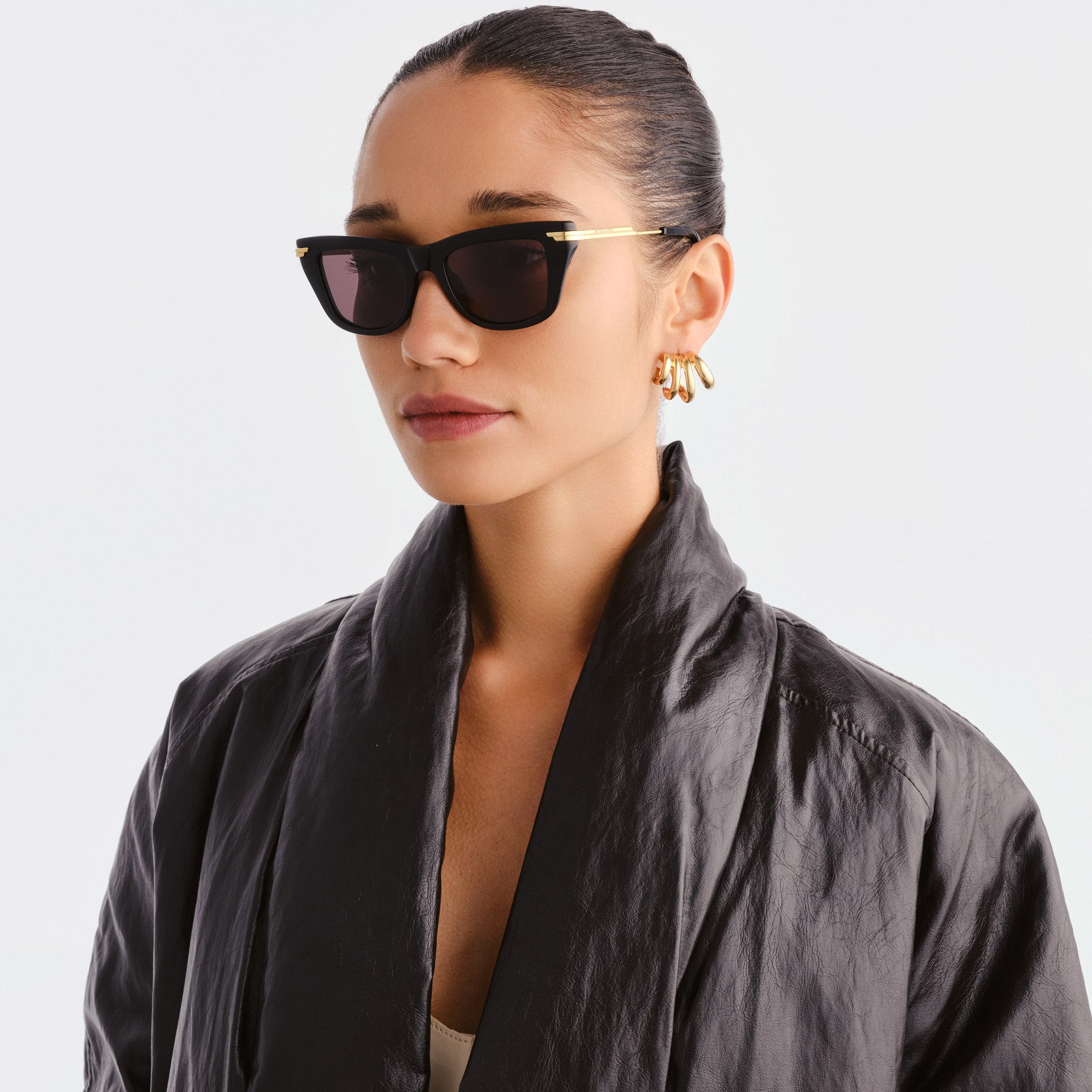 Bottega Veneta Bv1369s Black Female Rectangle Sunglasses | Eyewear Index