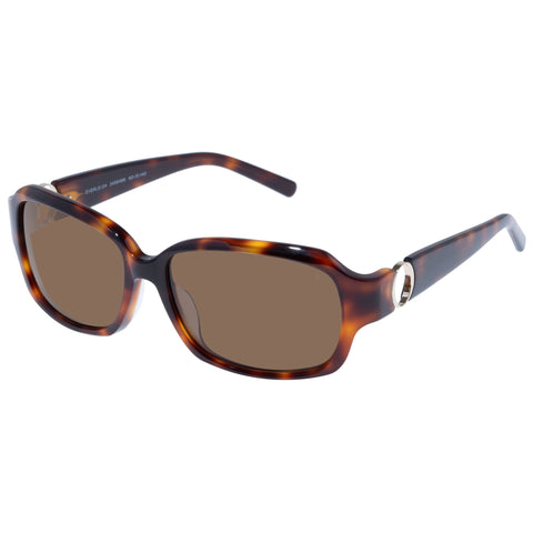 Oroton Everleigh Polarised Signature Tort Female Wrap Sunglasses | Eyewear Index