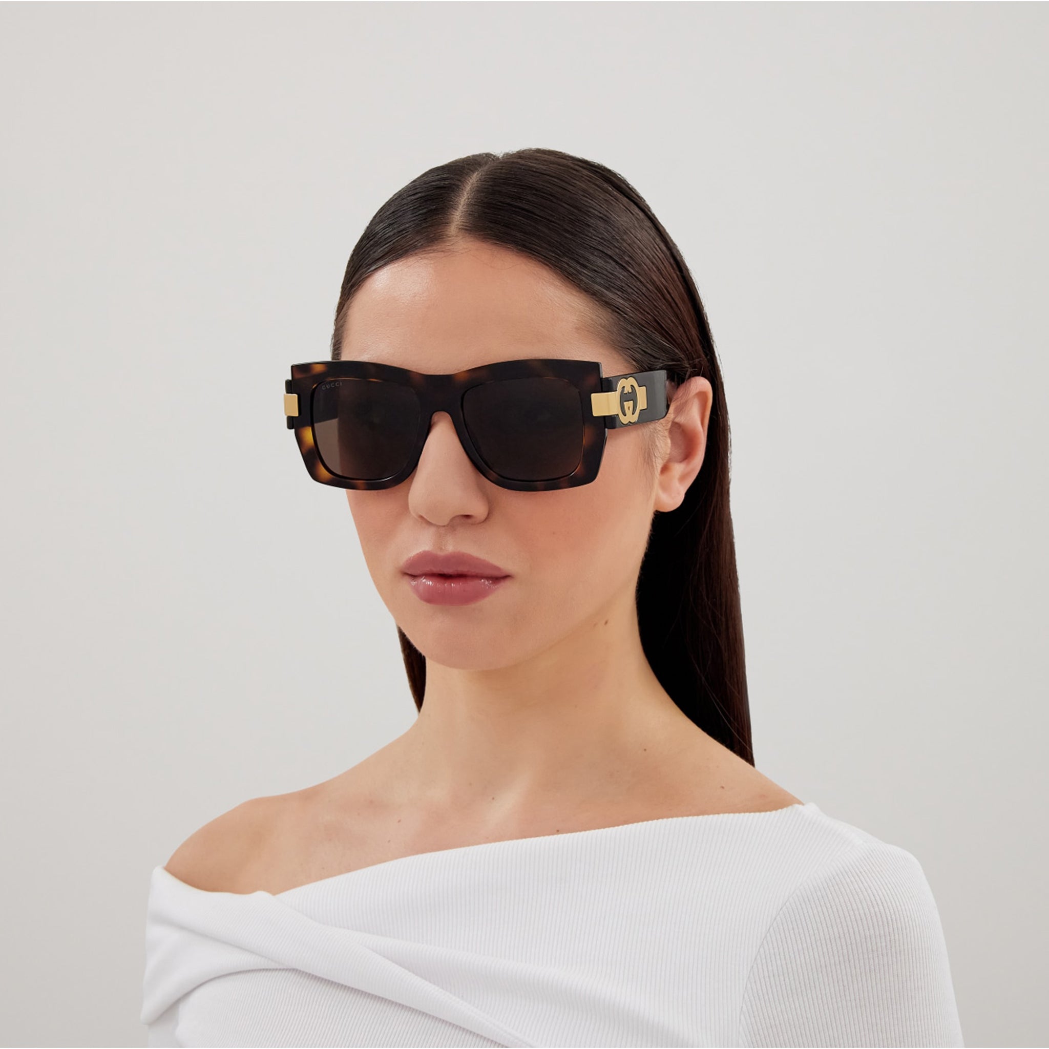 Gucci Gg1688s Havana Female Rectangle Sunglasses | Eyewear Index
