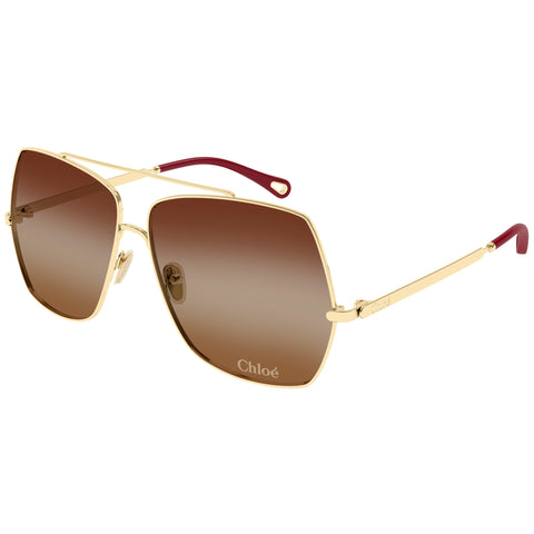 Chloe Ch0278s Gold Female Rectangle Sunglasses | Eyewear Index