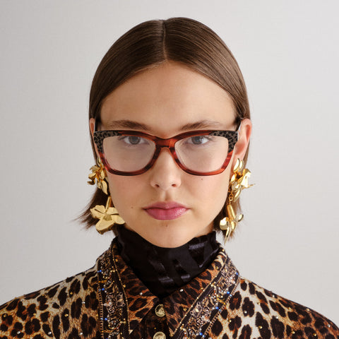 Camilla Delta Whispers Cherry Haze Glitter Leopard Female D-Frame Optical Frames | Eyewear Index