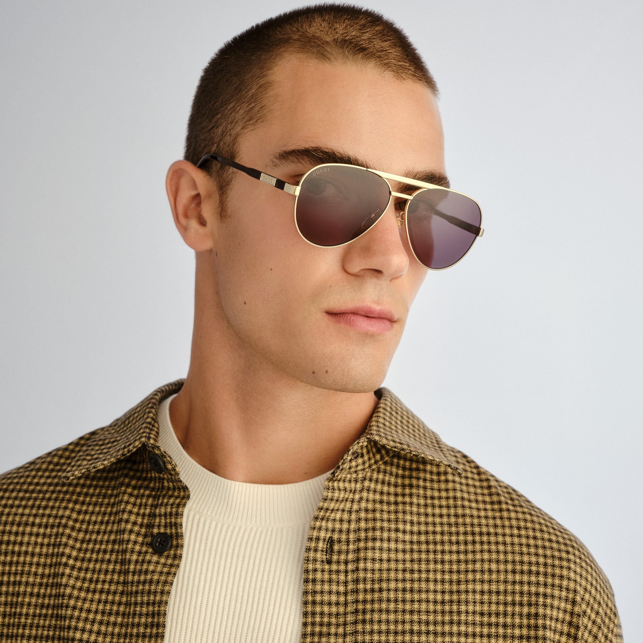 Gucci Gg1163s Gold Male Aviator Sunglasses | Eyewear Index