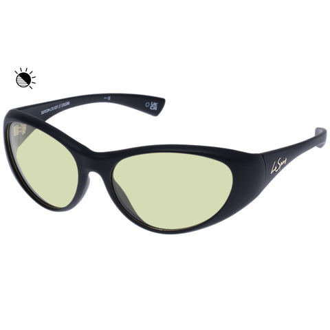 Le Specs Dotcom Matte Black Uni-Sex Wrap Sunglasses | Eyewear Index