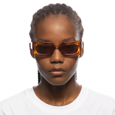 Le Specs Damnedest Vintage Tort Uni-Sex Rectangle Sunglasses | Eyewear Index