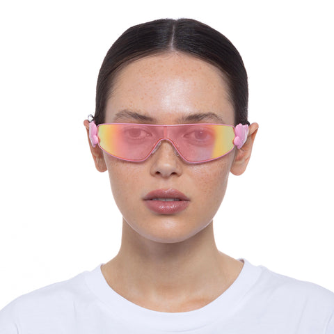 Le Specs Temptress Pink Uni-Sex Shield Sunglasses | Eyewear Index