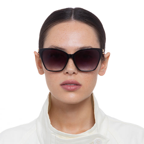 Oroton Vaeda Black Female Cat-Eye Sunglasses | Eyewear Index