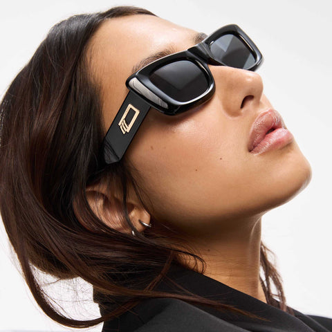 Le Specs Dopamine Black Uni-Sex Rectangle Sunglasses | Eyewear Index