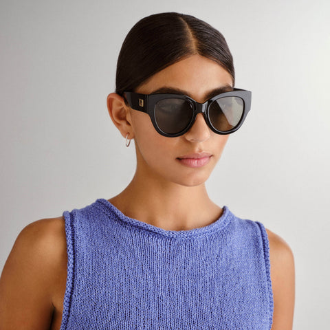 Solarized Chic Cat-Eye Black Female Cat-Eye Sunglasses | Eyewear Index