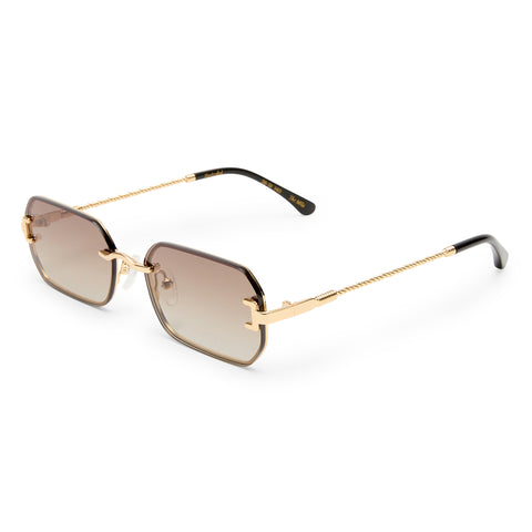 Luv Lou The Mila Gold Female Rectangle Sunglasses | Eyewear Index