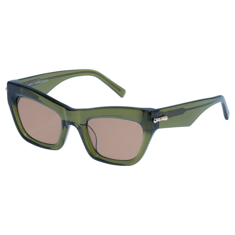 Oroton Sebes Dark Olive Female Cat-Eye Sunglasses | Eyewear Index