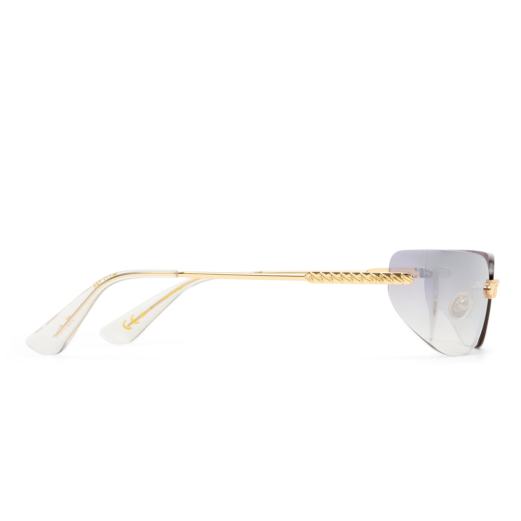 Luv Lou The River Bright Gold Female Rectangle Sunglasses | Eyewear Index