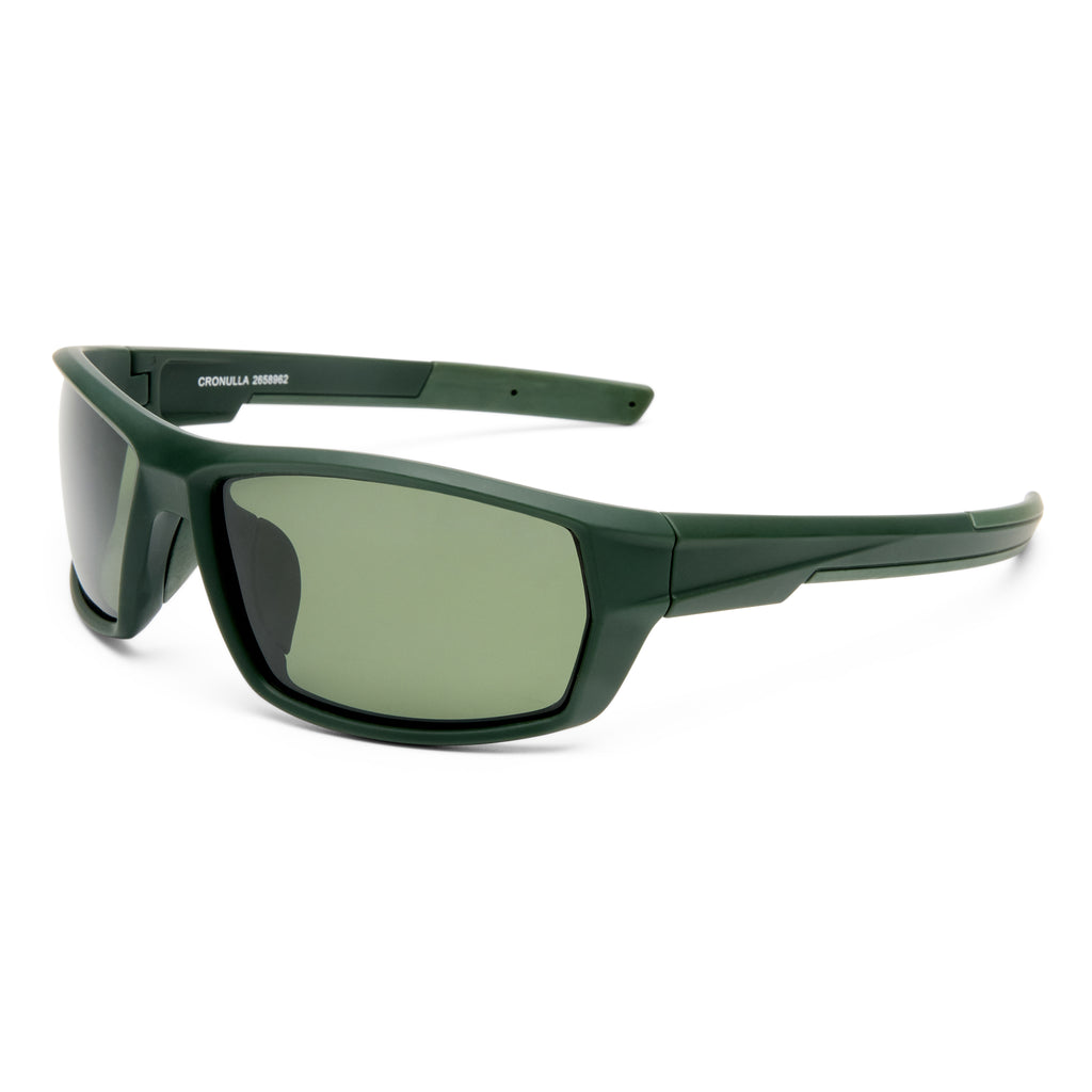 Cancer Council Cronulla Khaki Rubber Male Wrap Sunglasses | Eyewear Index