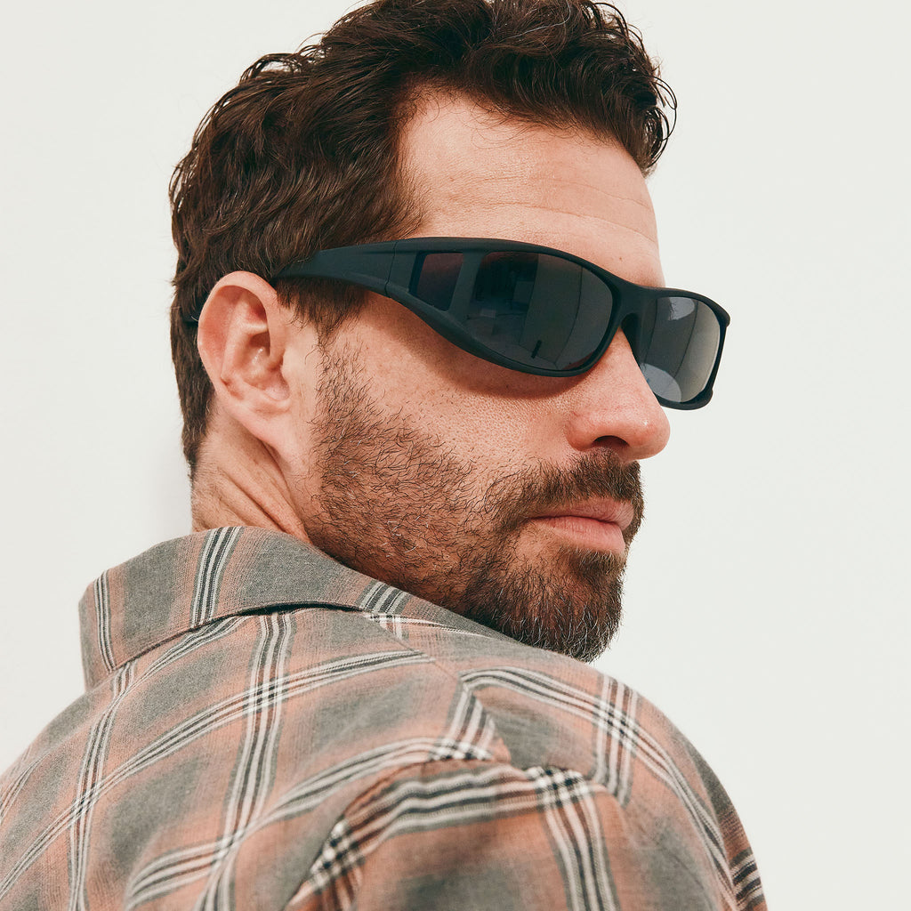 Cancer Council Culburra Fitovers Black Rubber Uni-Sex Rectangle Sunglasses | Eyewear Index