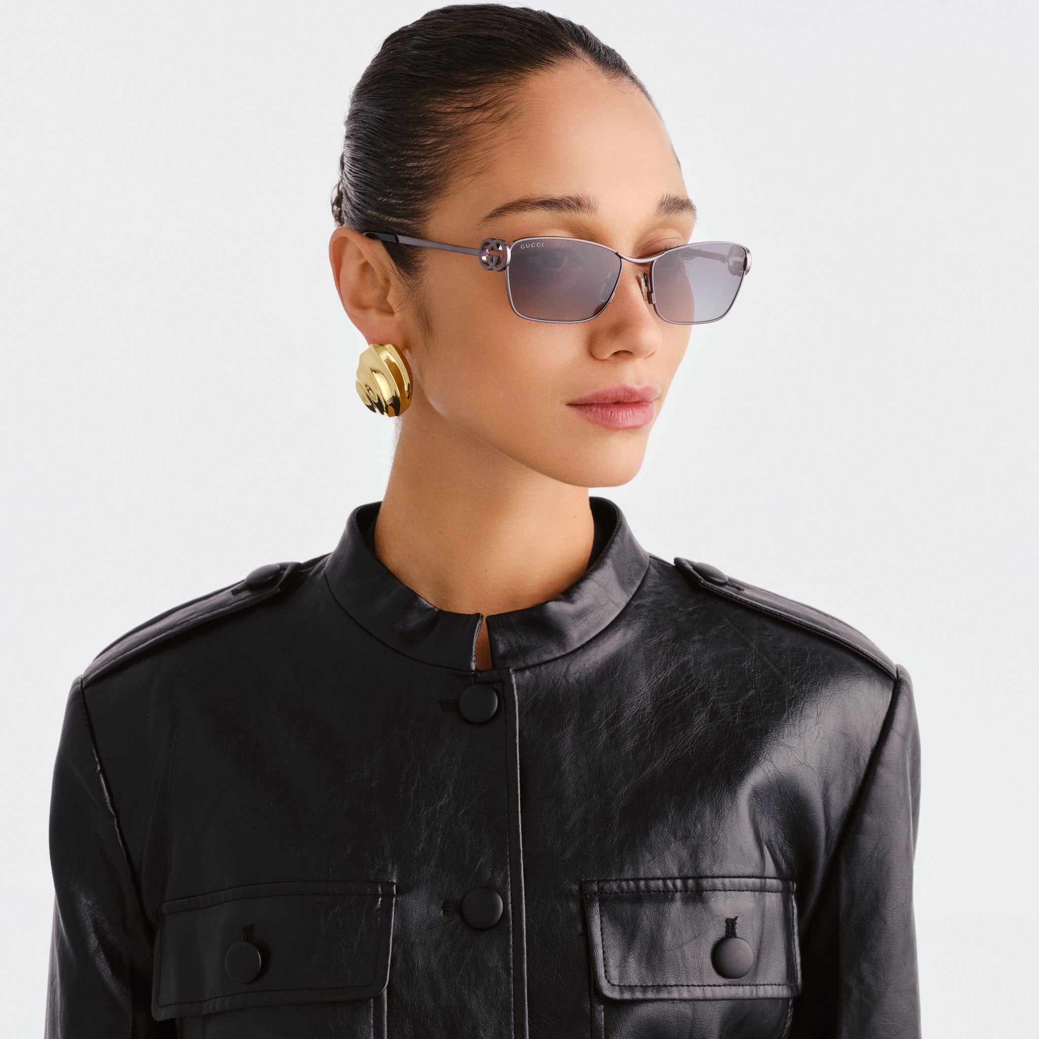 Gucci Gg2045s Ruthenium Female Cat-Eye Sunglasses | Eyewear Index