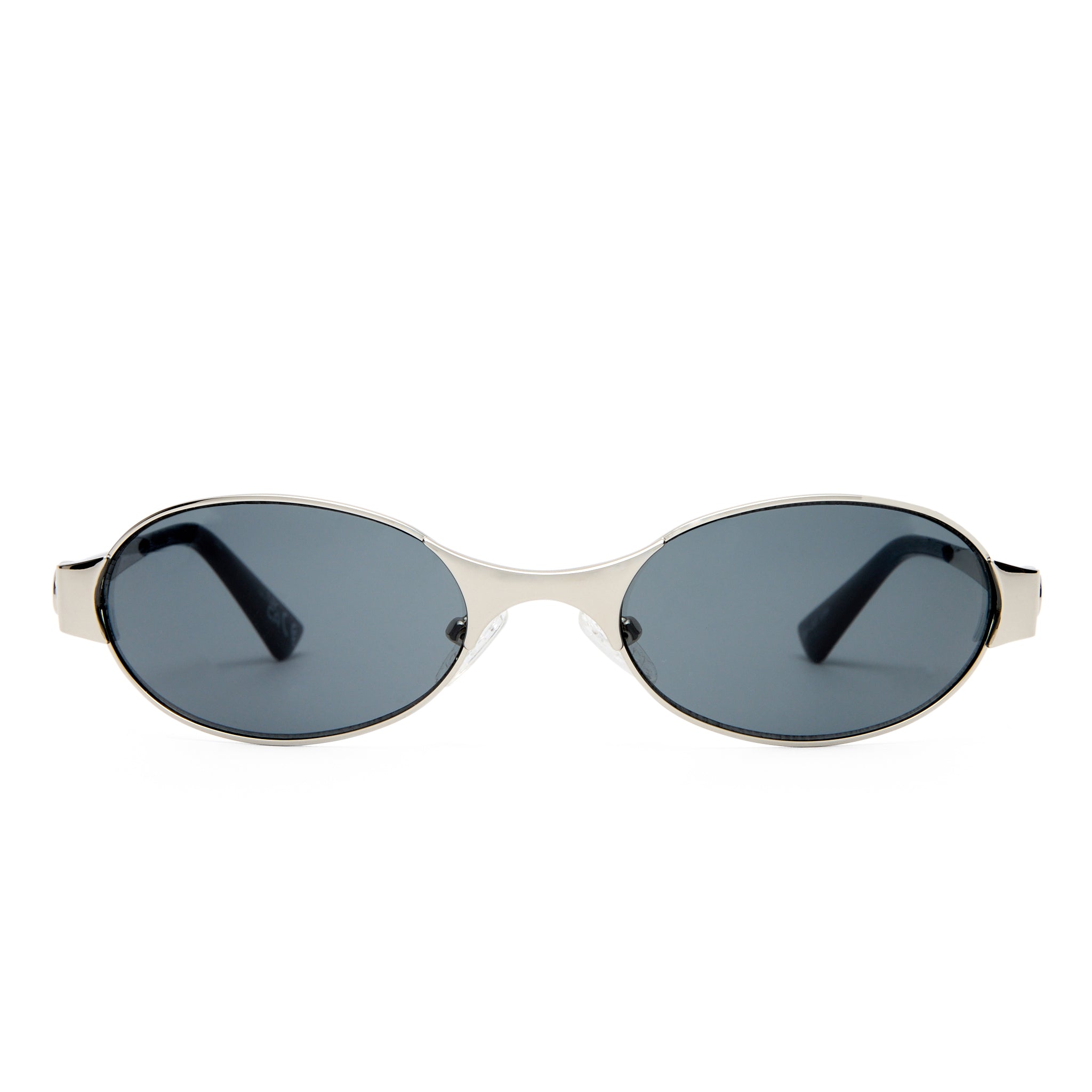 Le Specs Frostbite Silver Uni-Sex Oval Sunglasses | Eyewear Index