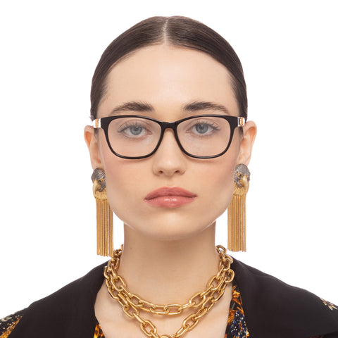 Camilla Moody Mornings Black Leopard Female Rectangle Optical Frames | Eyewear Index