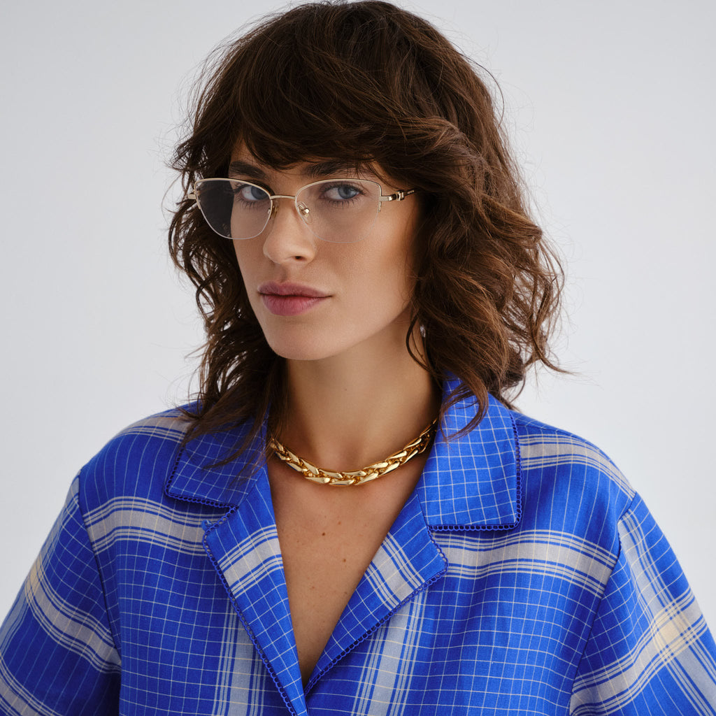 Oroton Fiora Gold Female Cat-Eye Optical Frames | Eyewear Index