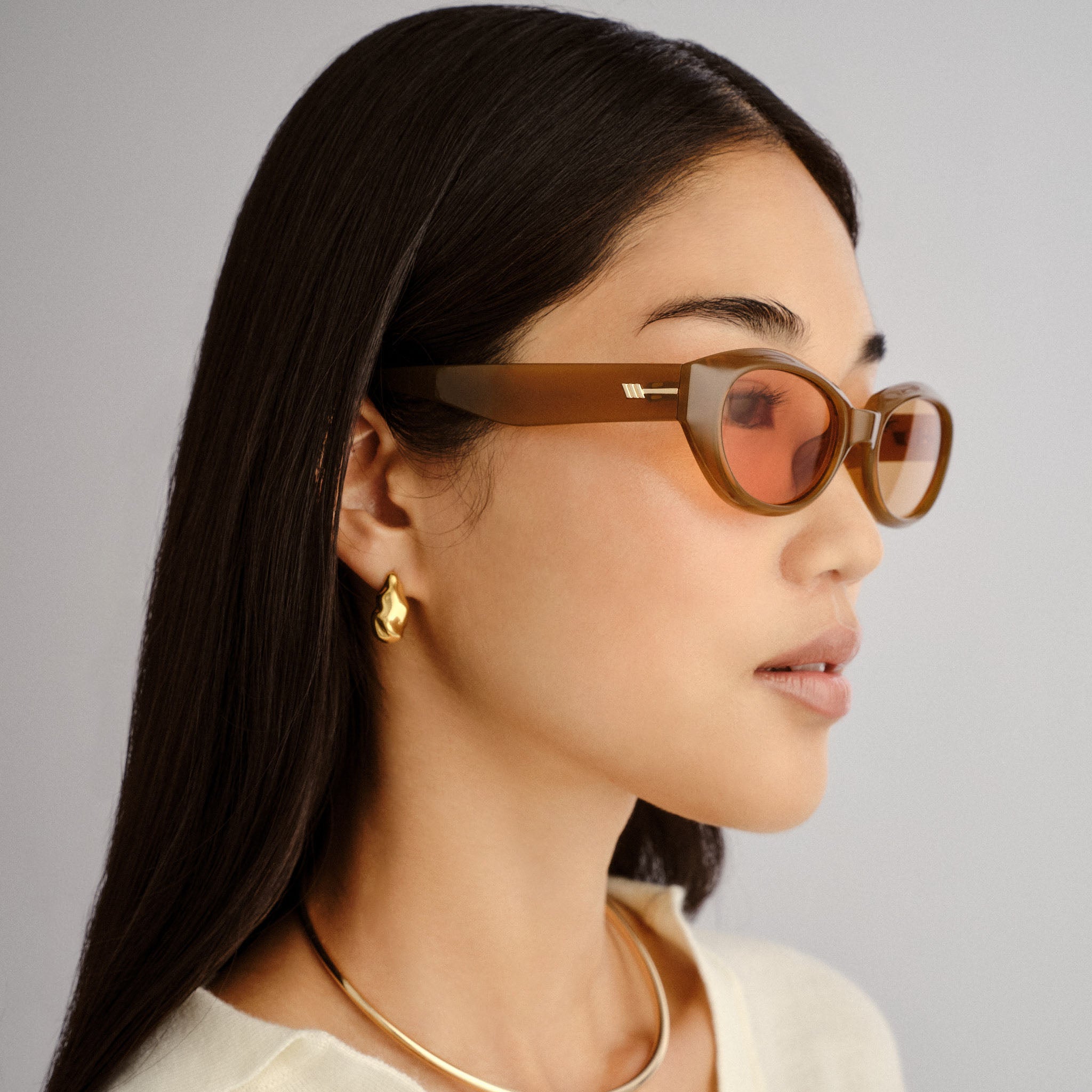 Le Specs Le Bijou Toffee Uni-Sex Oval Sunglasses | Eyewear Index