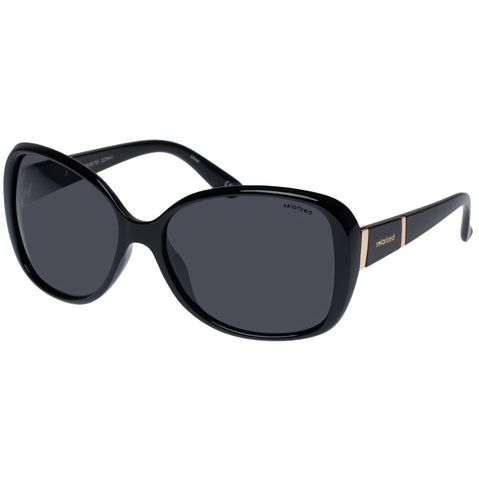 Solarized Oversize 70s Black Gold Female Rectangle Sunglasses | Eyewear Index