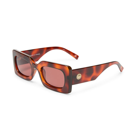 Le Specs Oh Damn Toffee Tort Female Rectangle Sunglasses | Eyewear Index