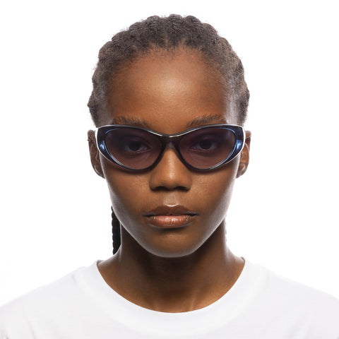 Le Specs Dotcom Edt Navy Uni-Sex Wrap Sunglasses | Eyewear Index