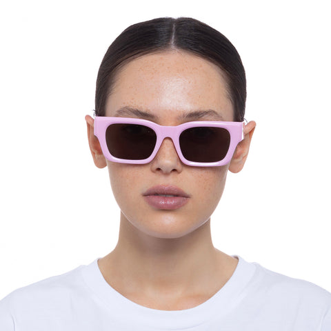 Le Specs Shmood Powder Pink Uni-Sex Rectangle Sunglasses | Eyewear Index