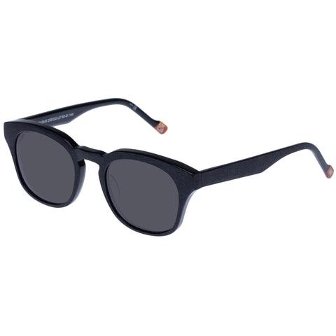 Le Specs Trentadue Scratched Black Uni-Sex Round Sunglasses | Eyewear Index