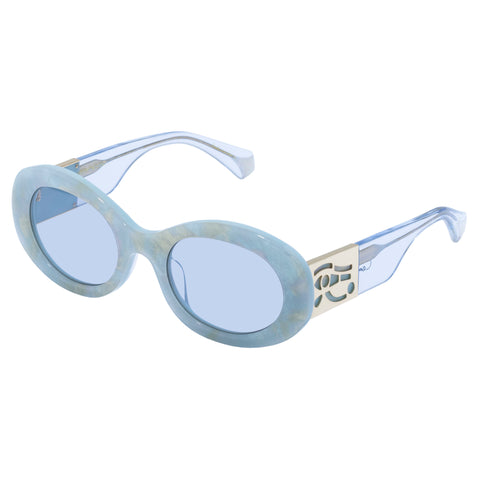 Camilla Sand Storm Blue Quartz Female Oval Sunglasses | Eyewear Index