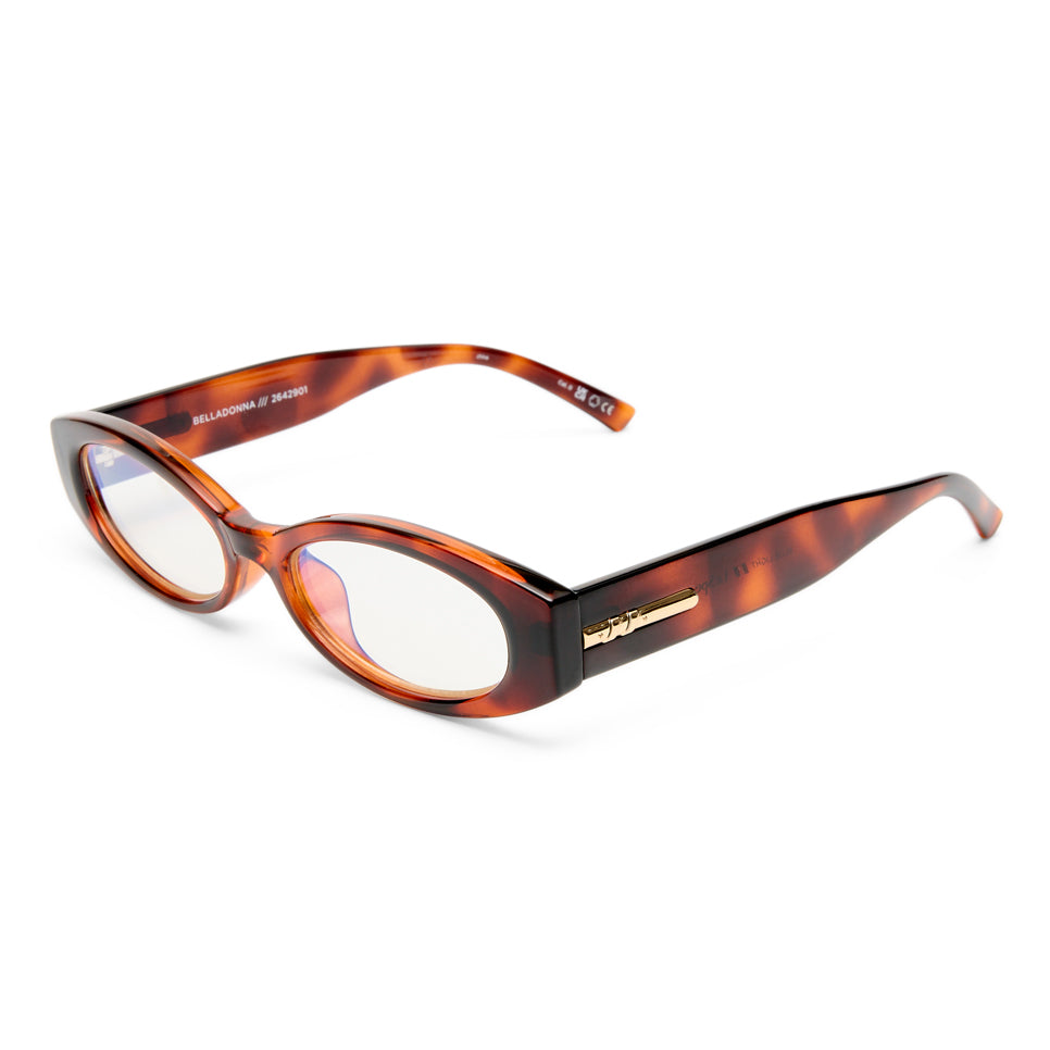 Le Specs Belladonna Toffee Tort Female Wrap Blue Light | Eyewear Index