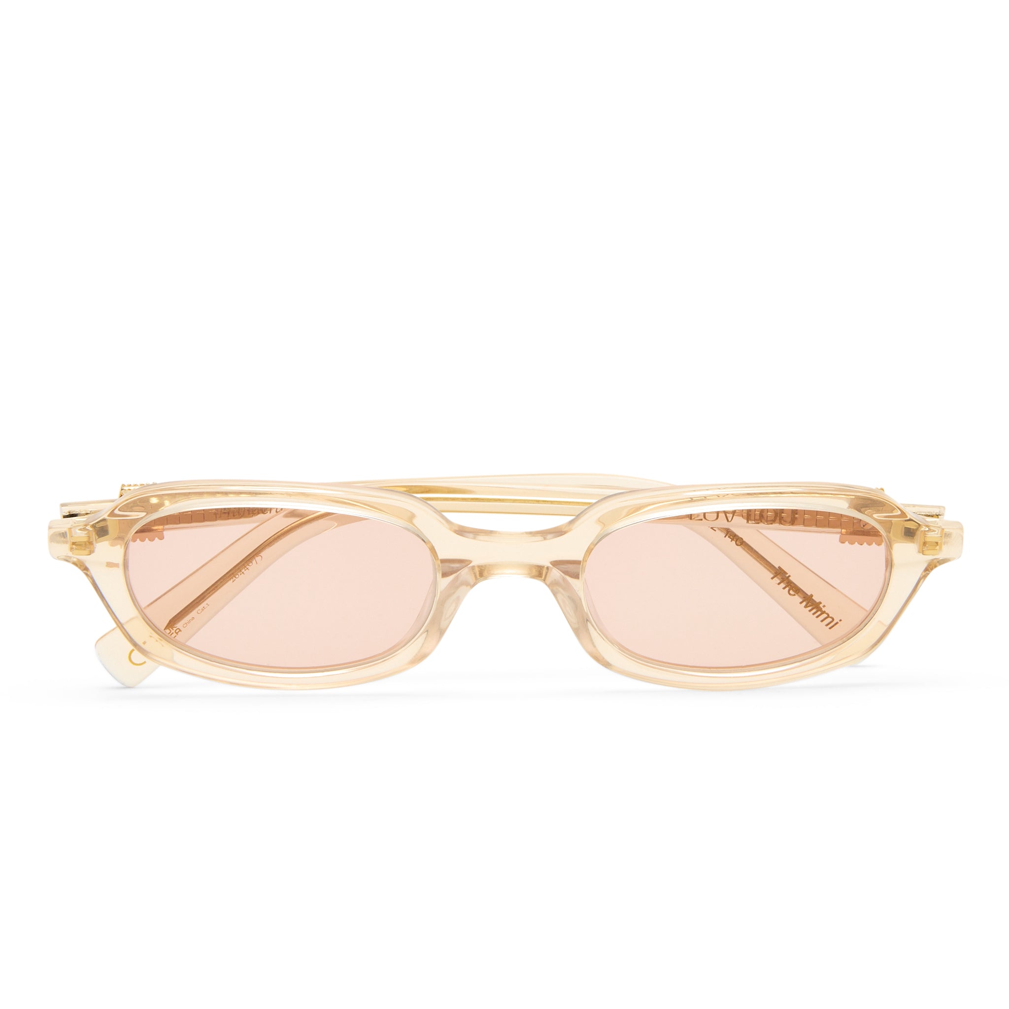 Luv Lou The Mimi Luxe Peach Nude Female Rectangle Sunglasses | Eyewear Index