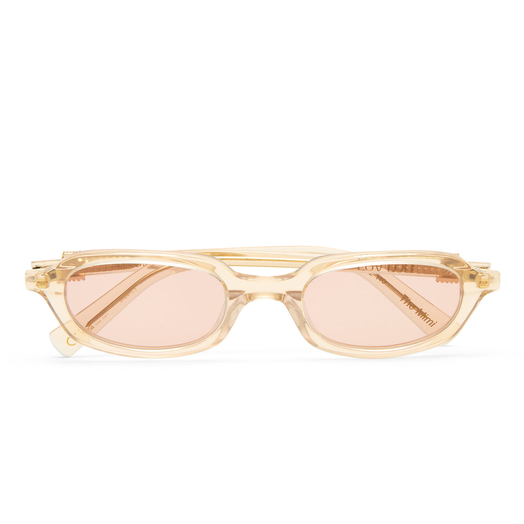 Luv Lou The Mimi Luxe Peach Nude Female Rectangle Sunglasses | Eyewear Index